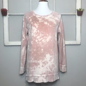 BP Brass Plum Women's Oversized Pink Tie Dye Velour Sweatshirt Top Size …